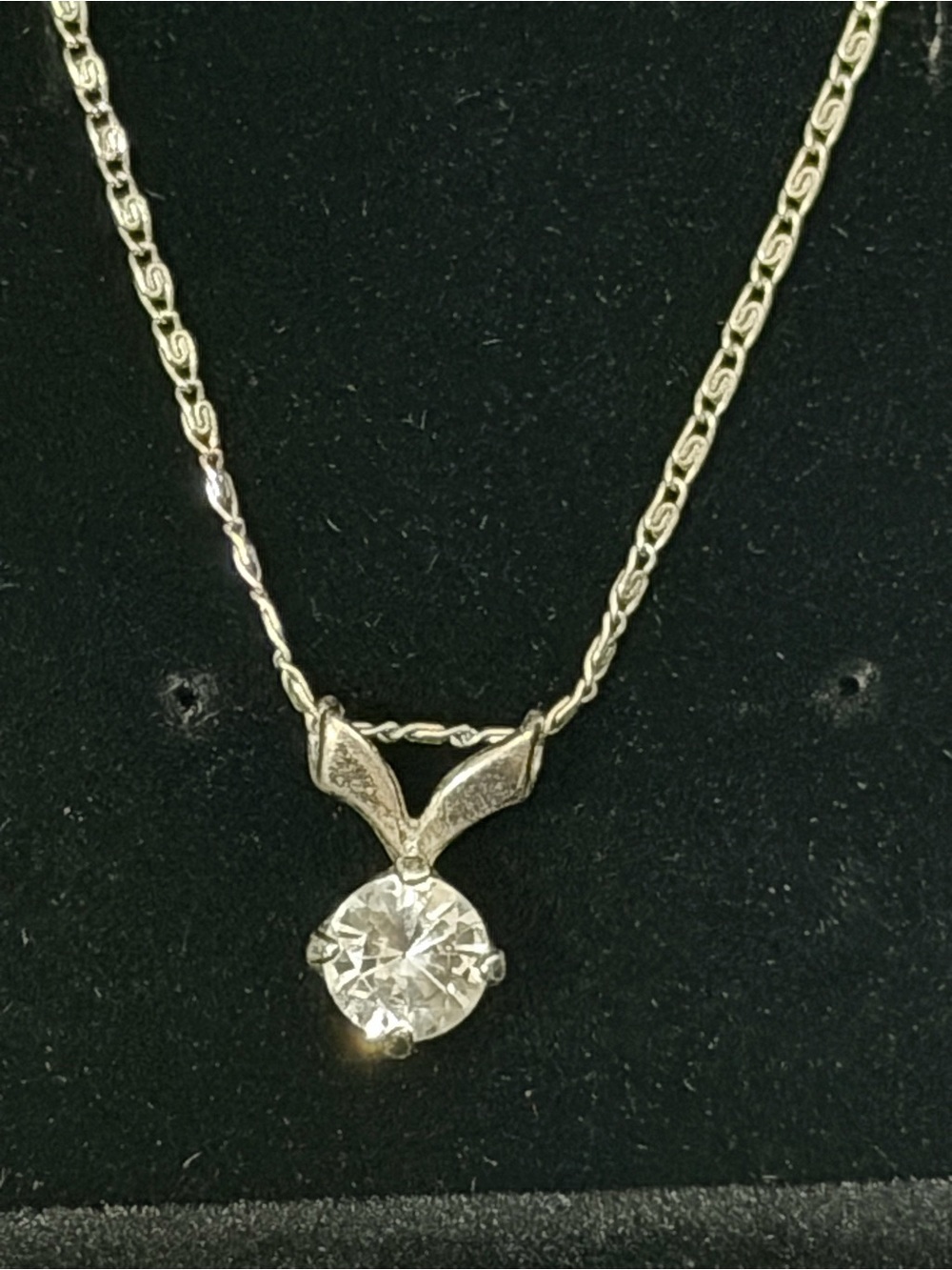 Sterling Silver Solitaire Pendant Necklace with Clear Stone
